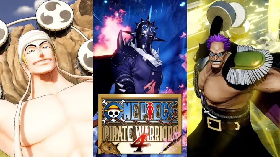 Imagem de ONE PIECE: PIRATE WARRIORS 4 destacando os personagens Enel, King e Z no DLC Seleção Especial
