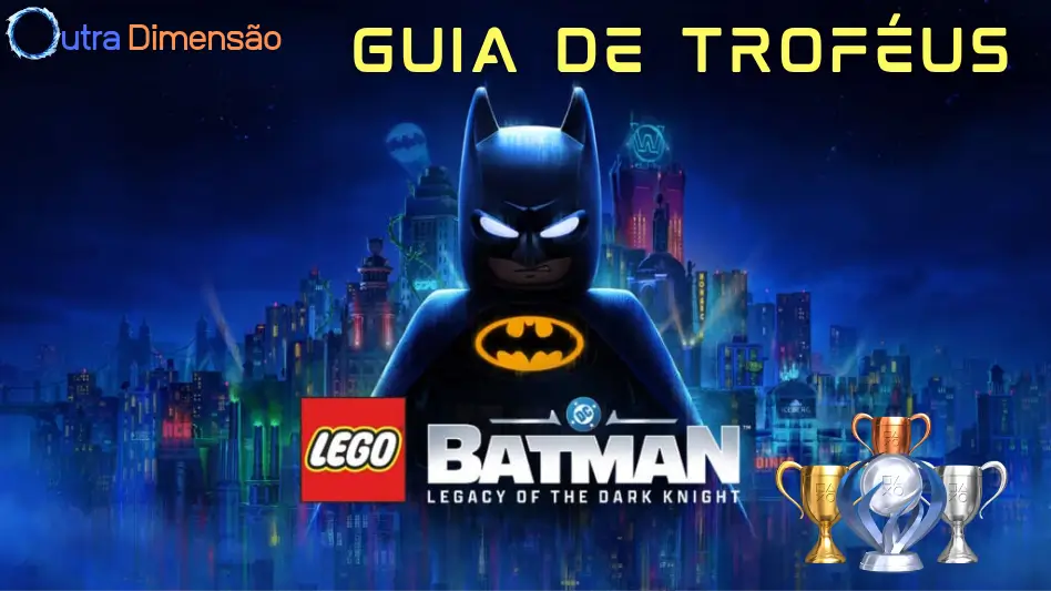 Capa do guia de troféus e platina de LEGO Batman