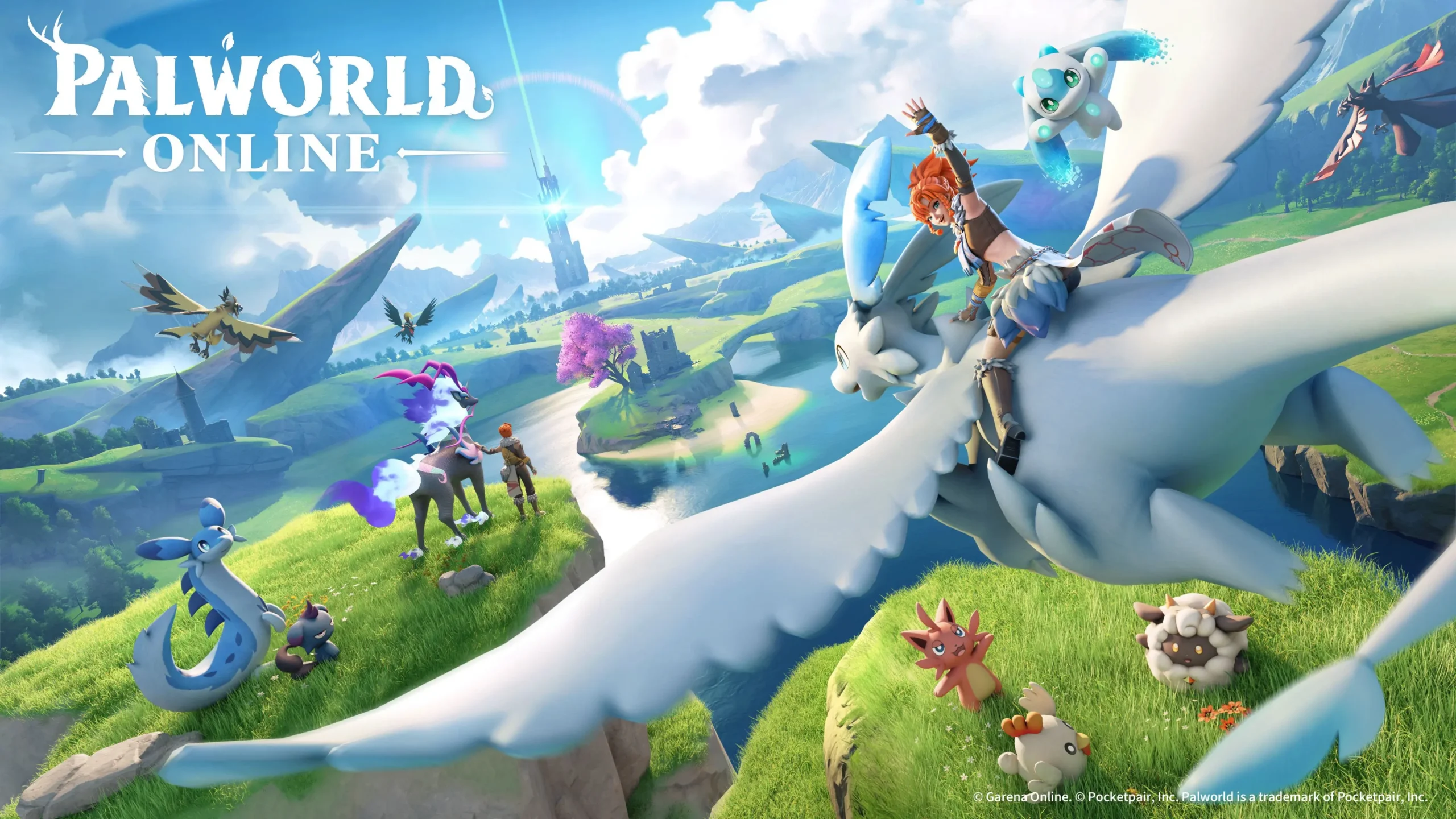 Personagens e Pals no mundo aberto de Palworld Online