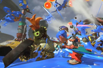 Jogadores em uma incursão cooperativa de Splatoon Raiders